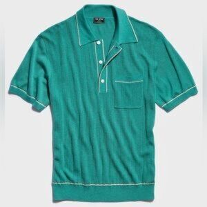 TODD SNYDER Italian Silk Cotton Tipped Ribbed Polo Shirt